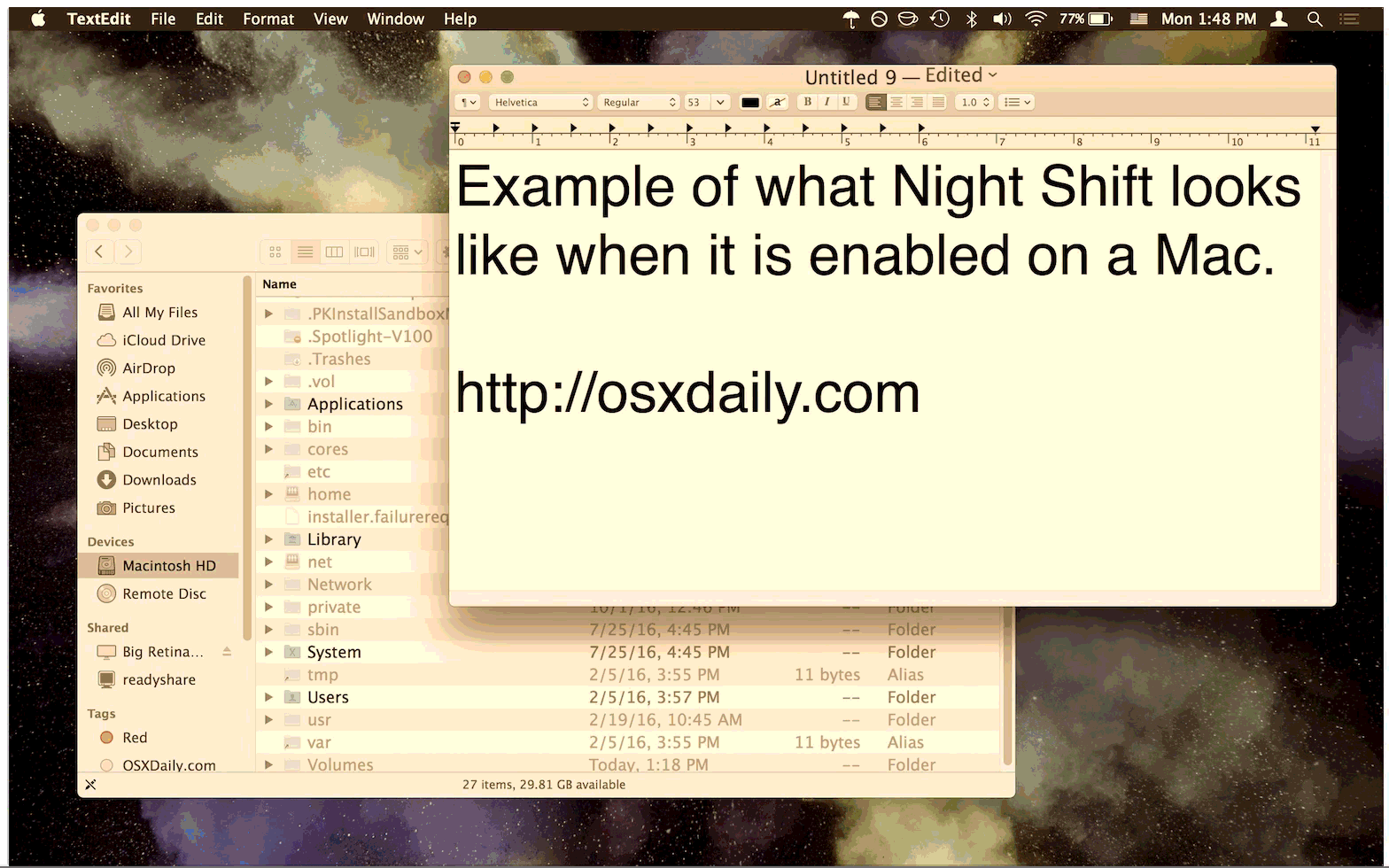 nighttime color shift for mac